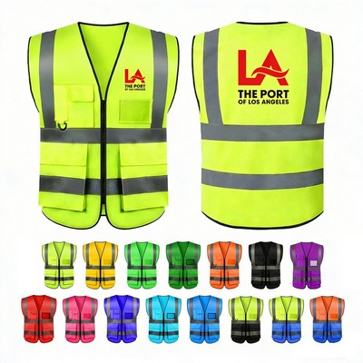 Reflective Safety Vest w/ Pockets (Full Color Print)
